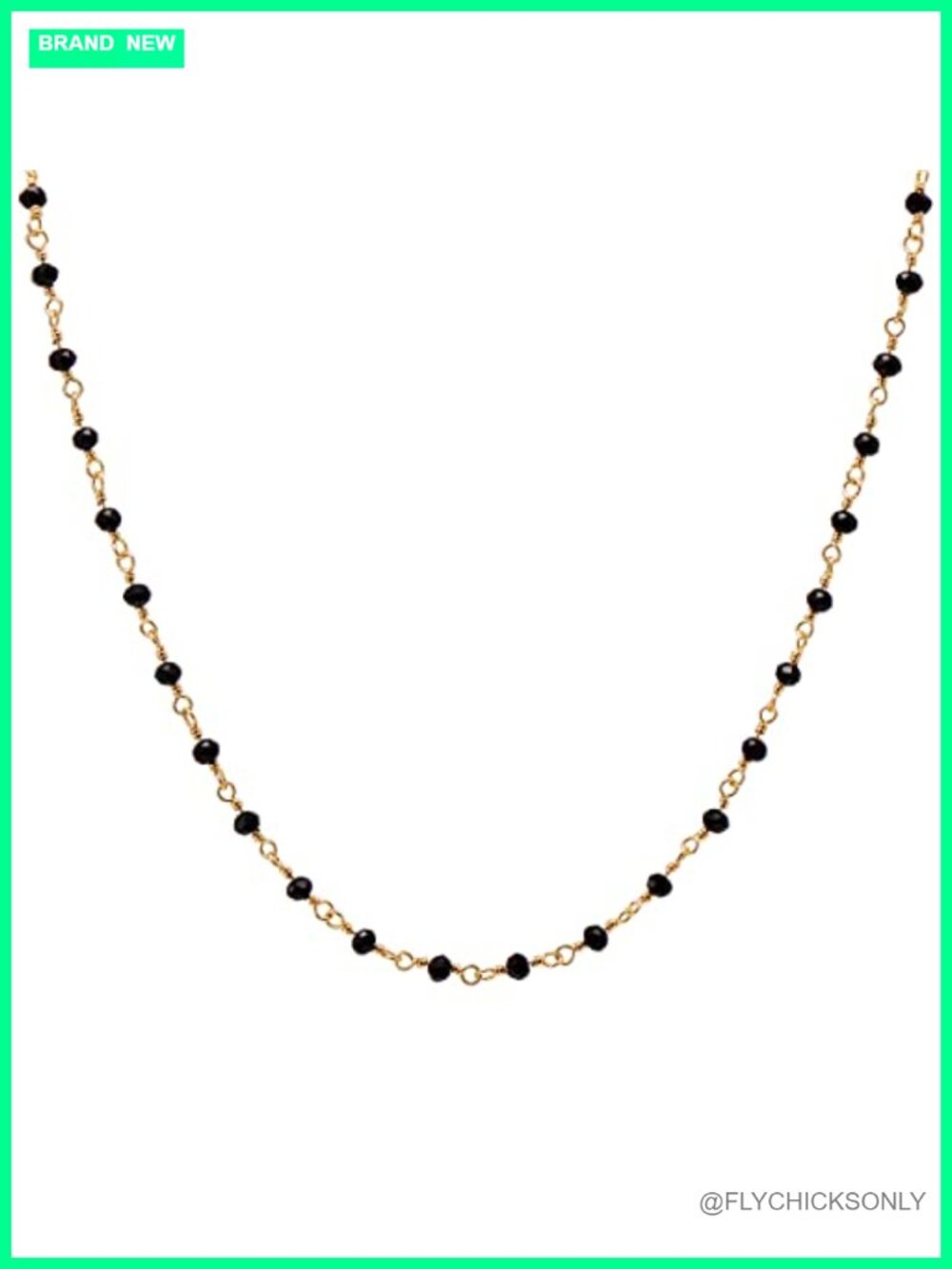 14k Yellow Gold Filled Wire Black Onyx Beaded Opera Chain Necklace 24"